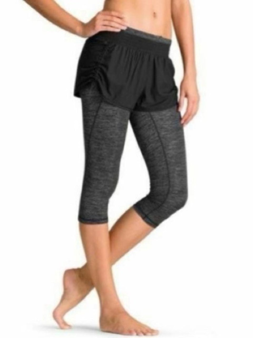 Athleta Black Skirted Capris with Heather Gray Leggings